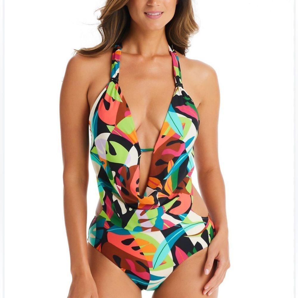 Bar Ill Tropical Dreams Cow|neck One-Piece Swimsuit Size Small